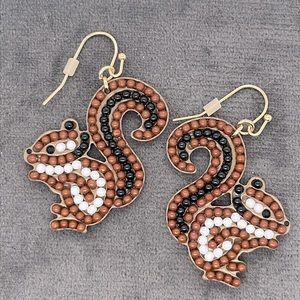 Squirrel earrings, by INC, beads and metal drop earrings
